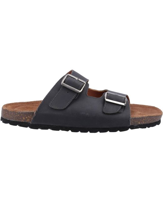 Hush Puppies Brown Nash Slider Leather Sandals for men