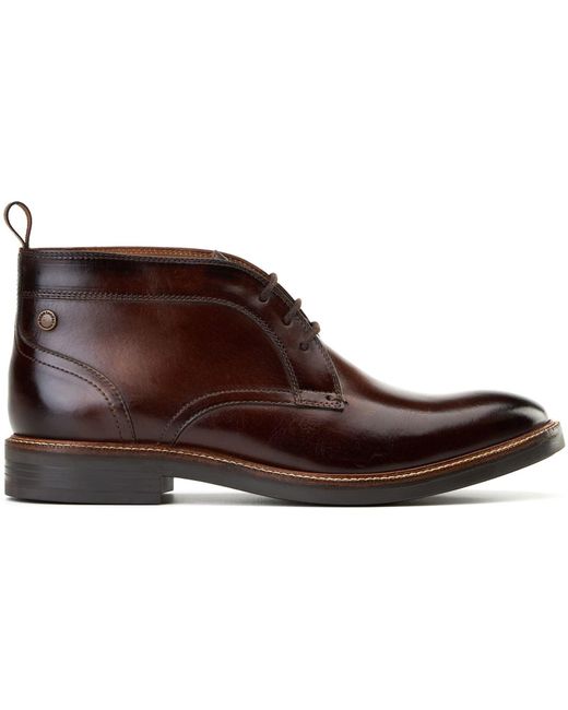 Base London Brown Lincoln Leather Burnt Ankle Boots