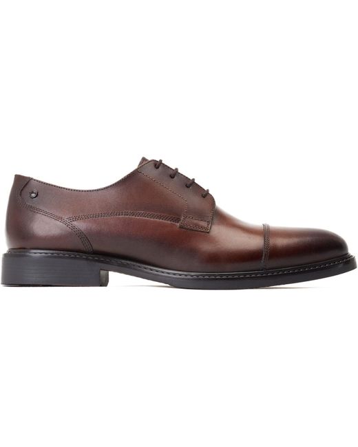 Base London Brown Magnus Leather Burnt Oxford Shoes for men
