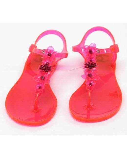 chanel pink jelly sandals