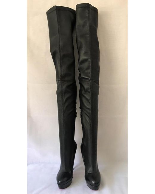 stormi black suede platform thigh high boots