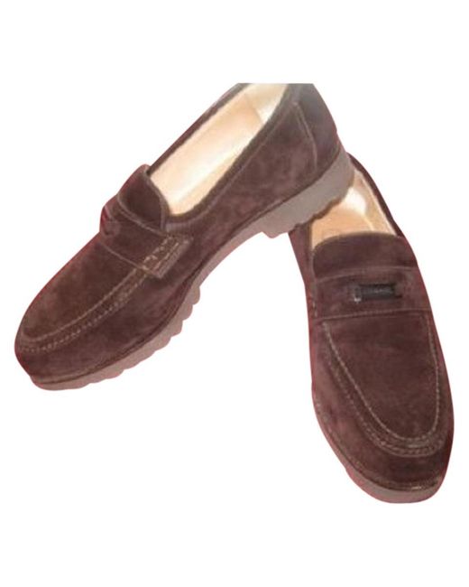 Chanel Suede Suede Loafers Comfortable Cc Logo Flats In Brown Lyst