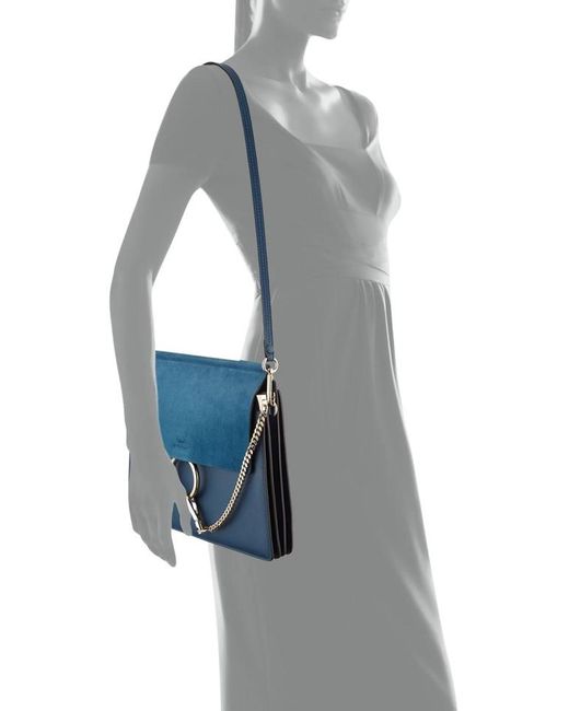chloe faye medium leather & suede shoulder bag