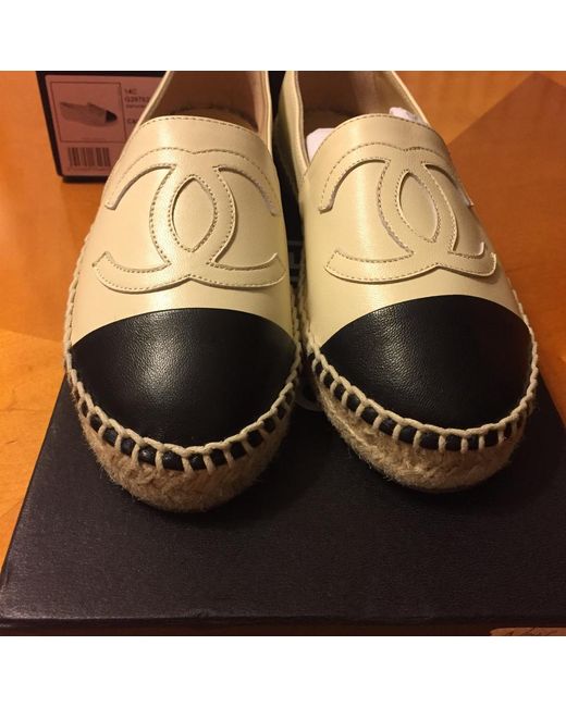 chanel espadrilles cream and black