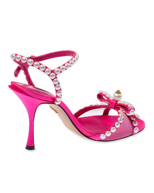 Dolce & Gabbana Pink Elegant Fuchsia Sandals With Pearl Details
