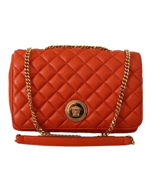 Versace Red Nappa Leather Medusa Shoulder Women's Bag
