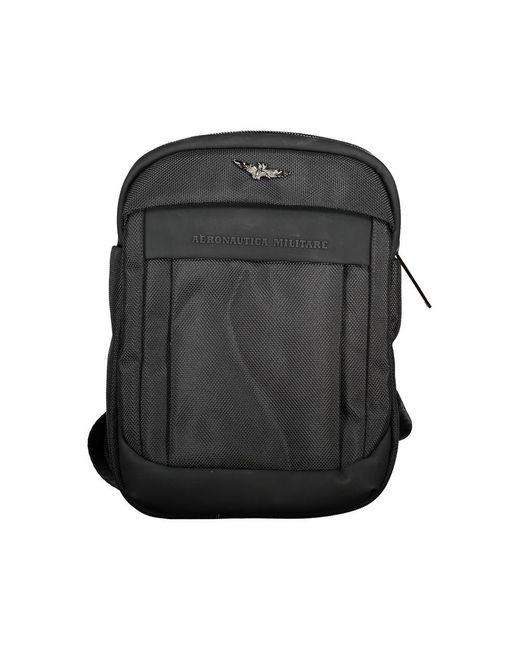 Aeronautica Militare Black Exclusive Shoulder Bag With Contrasting Details for men