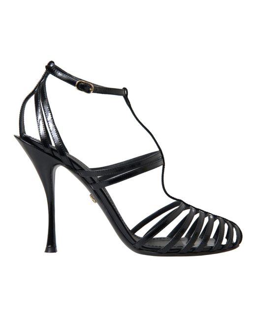 Dolce & Gabbana Black Elegant Leather Stiletto Sandals