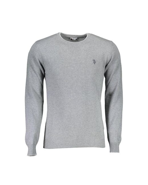 U.S. POLO ASSN. Gray Elegant Slim Fit Crew Neck Sweater for men