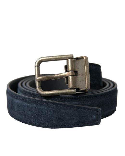 Dolce & Gabbana Blue Elegant Leather Belt With Metal Buckle for men
