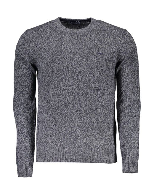 Harmont & Blaine Gray Elegant Crew Neck Sweater With Contrasting Details for men