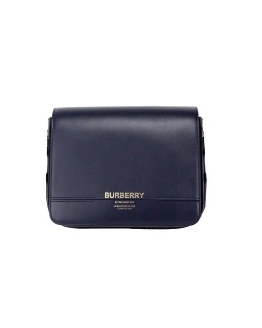 Burberry Blue Grace Small Regency Smooth Leather Flap Crossbody Handbag Purse