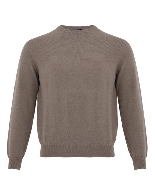Colombo Gray Dove Grey Round Neck Cashmere Sweater for men