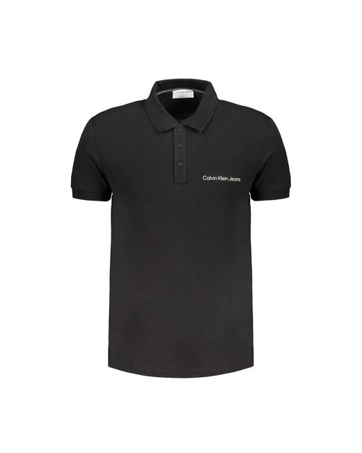 Calvin Klein Black Cotton Polo Shirt for men