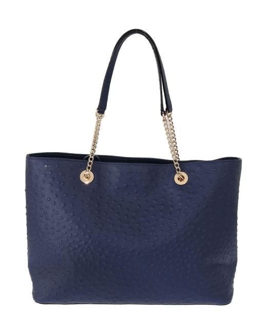 Kate Spade Blue Leather Halsey La Vita Ostrich Handbag