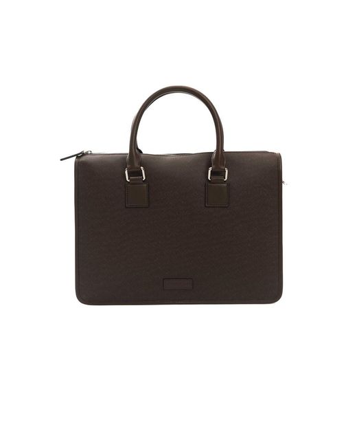 Cerruti 1881 Black Brown Calf Leather Briefcase for men