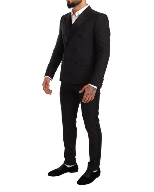 mouw bagage natuurlijk Dolce & Gabbana Black Wool Double Breasted Smoking 3 Piece Suit for Men |  Lyst