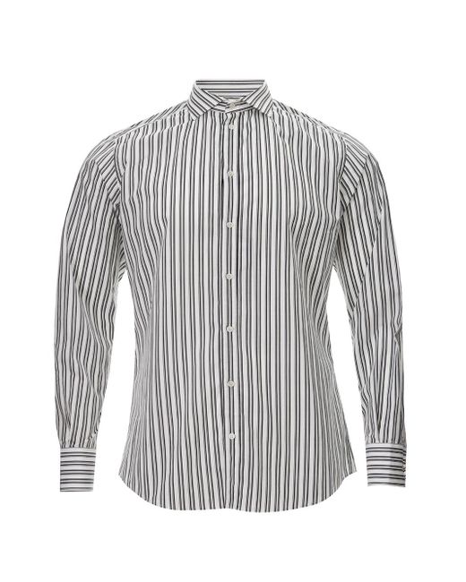 Dolce & Gabbana Gray Black And White Striped Cotton Shirt for men