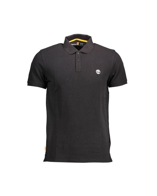 Timberland Black Sleek Cotton Polo With Classic Embroidery for men