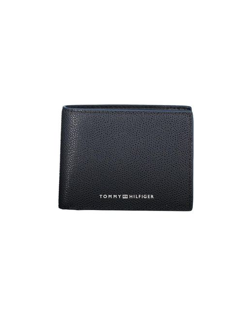 Tommy Hilfiger Black Elegant Dual Compartment Leather Wallet for men