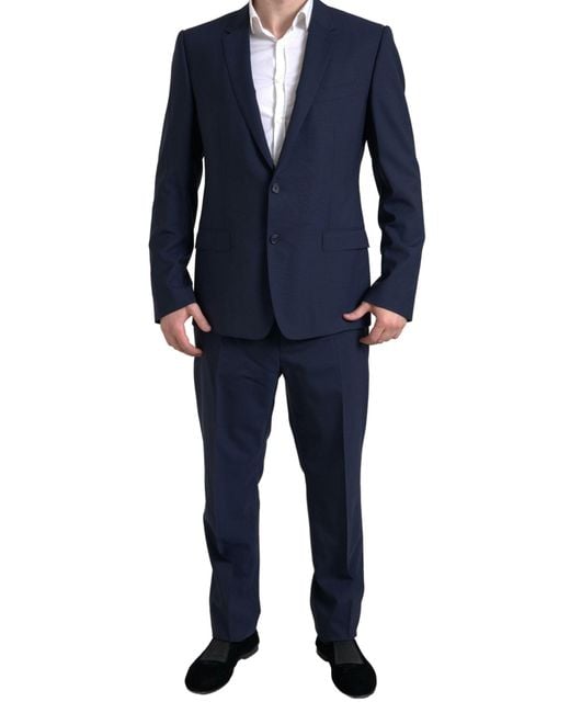 Dolce & Gabbana Blue 2 Piece Single Breasted Martini Suit for men