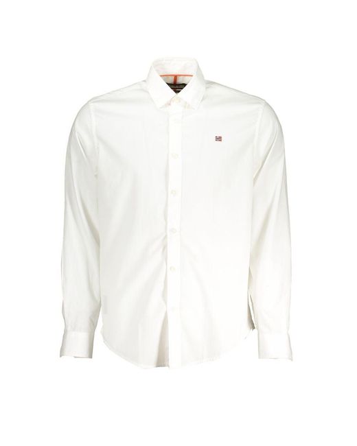 Napapijri White Elegant Cotton Long-Sleeved Shirt for men