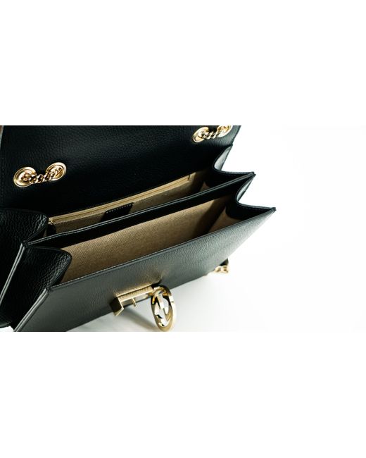 Gucci GG Dollar Calf Black Interlocking Chain Handbag Leather Bag