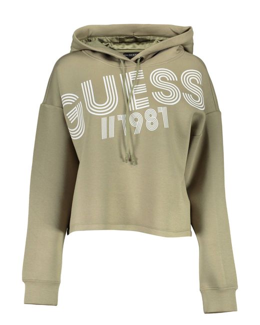 Guess Green Chic Hooded Sweatshirt With Logo Print