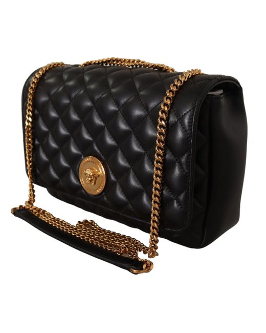Versace Black Nappa Leather Medusa Shoulder Bag Lyst