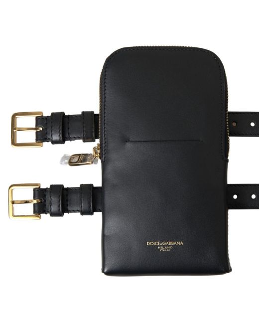 Dolce & Gabbana Black Elegant Leather Wristlet Clutch for men