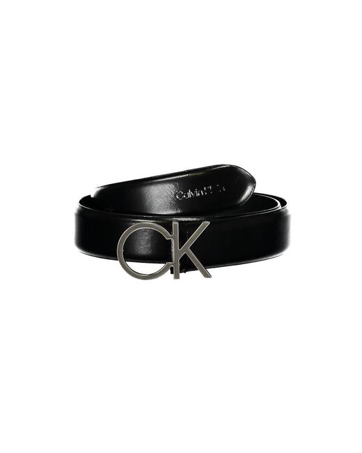Calvin Klein Black Elegant Leather Belt With Metal Buckle for men