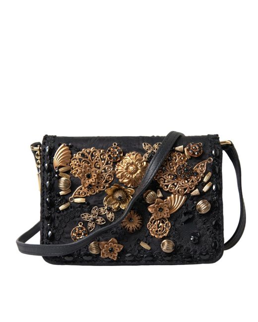 Dolce & Gabbana Black Embellished Baroque Crossbody Shoulder Bag