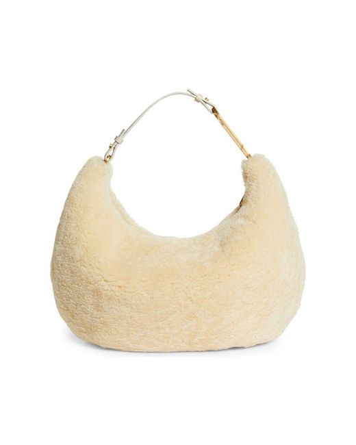 Off-White c/o Virgil Abloh Natural Off- Cream Shearling Wool Chic Shoulder Bag