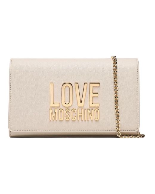 Love Moschino Natural Elegant White Faux Leather Crossbody Handbag