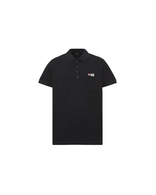 DIESEL Black Cotton Polo Shirt for men