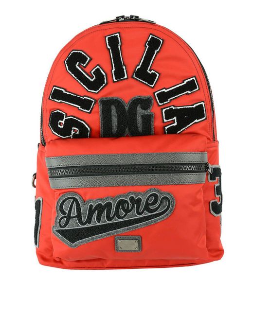 Dolce & Gabbana Red Nylon Backpack for men