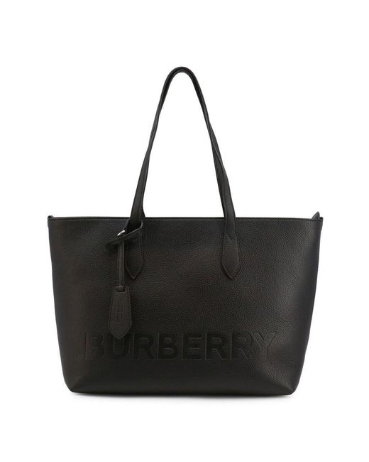 Burberry Ardwell Medium Black Logo Branded Pebble Leather Shoulder