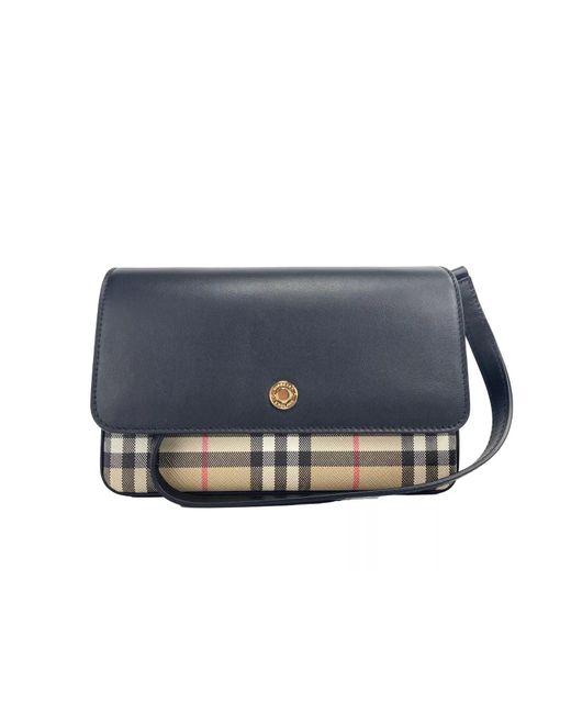 Burberry Blue New Hampshire Small Check Leather Crossbody Bag