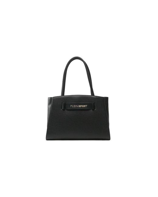 Philipp Plein Black Sleek Silver-logo Eco-leather Shopper