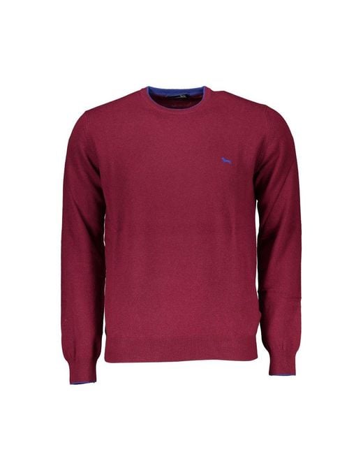 Harmont & Blaine Red Chic Crew Neck Sweater With Contrast Details for men