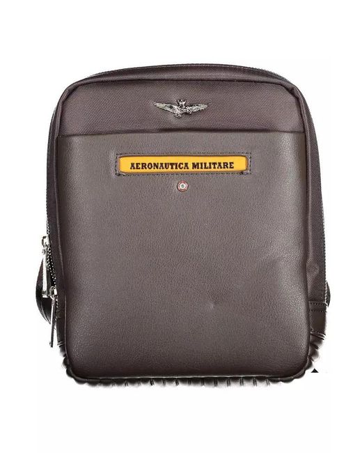 Aeronautica Militare Gray Vintage Shoulder Bag With Refined Details for men