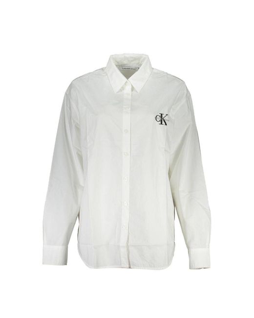 Calvin Klein White Elegant Long-Sleeved Cotton Shirt