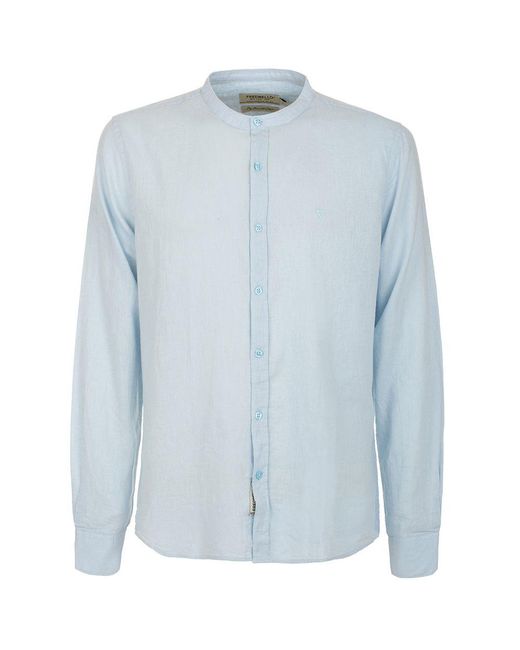Fred Mello Blue Gray Linen Shirt for men