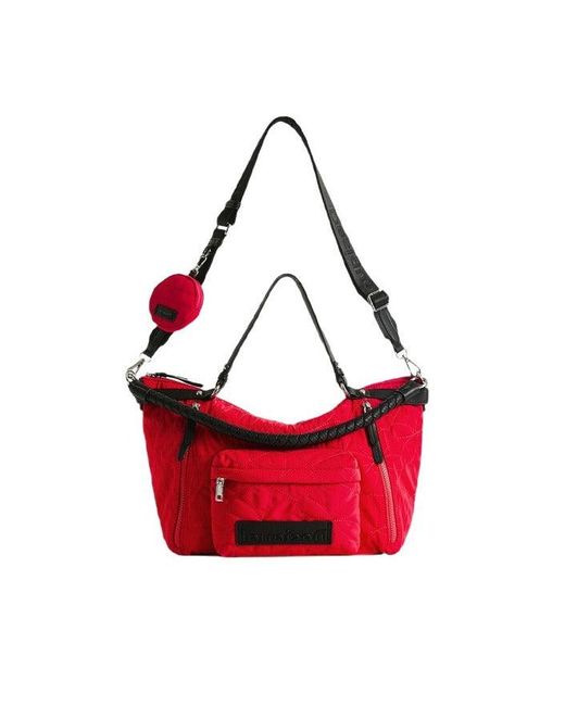 Desigual Black Front Pockets Handbag With Shoulder Strap in Red | Lyst