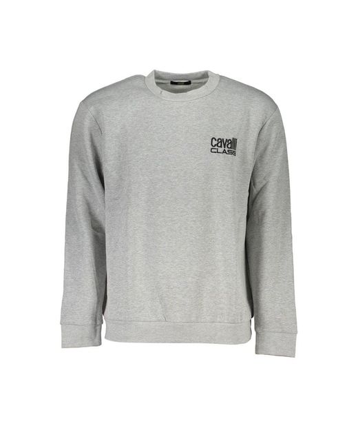 Class Roberto Cavalli Gray Chic Embroidered Sweatshirt for men