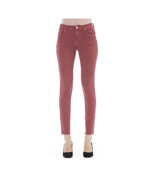 Jacob Cohen Red Burgundy Cotton Jeans & Pant
