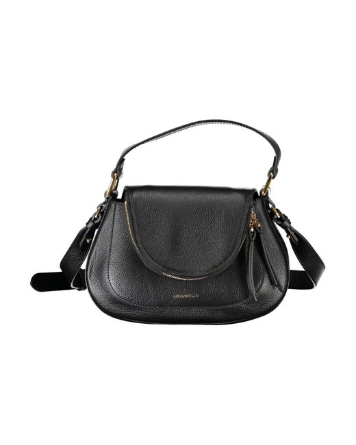 Coccinelle Black Elegant Leather Handbag With Adjustable Strap