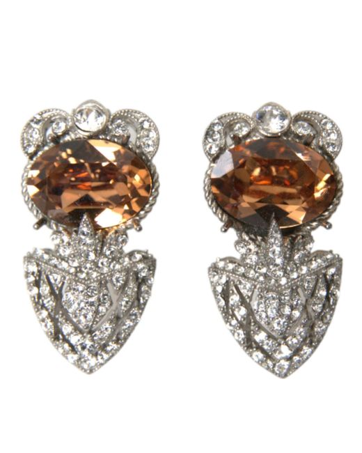 Dolce & Gabbana Metallic Crystal Screw Back 925 Sterling Earrings