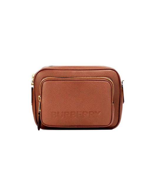 Burberry Brown Small Branded Tan Leather Camera Crossbody Bag