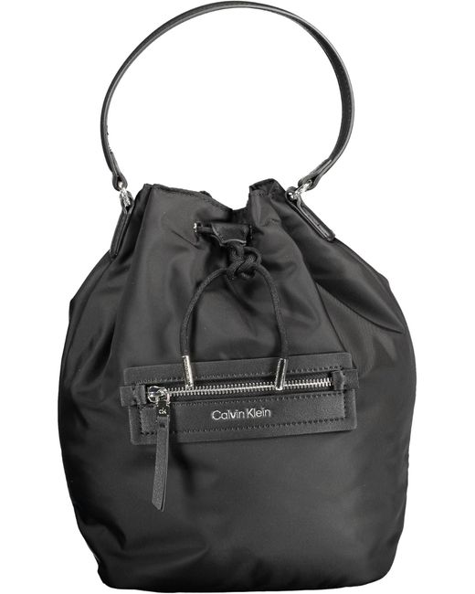Calvin Klein Black Elegant Bucket Bag With Contrasting Details